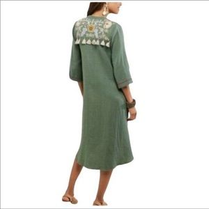 Soft Surroundings Cristoforo Button Down Embroidered & Embellished Tunic Dress